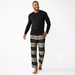 Men's Sonoma Goods For Life® Top & Flannel Pants Pajama Set -Hot Sale Adult Shop 5639994 Olive Windowpane