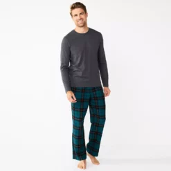 Men's Sonoma Goods For Life® Top & Flannel Pants Pajama Set -Hot Sale Adult Shop 5639994 Teal Black