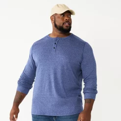 Big & Tall Apt. 9® Core Henley Top -Hot Sale Adult Shop 5644149 Blue