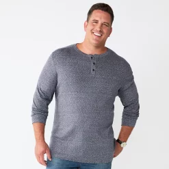 Big & Tall Apt. 9® Core Henley Top -Hot Sale Adult Shop 5644149 Dark Gray