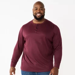 Big & Tall Apt. 9® Core Henley Top -Hot Sale Adult Shop 5644149 Maroon
