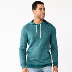 Men's Sonoma Goods For Life® Double-Knit Hoodie -Hot Sale Adult Shop 5644399 Teal Stripe