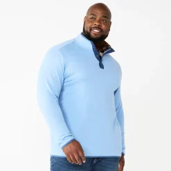 Big & Tall Sonoma Goods For Life® Quilted Quarter-Snap Top -Hot Sale Adult Shop 5646708 Light Blue