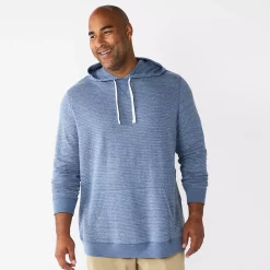 Men's Big & Tall Sonoma Goods For Life® Double Knit Hoodie -Hot Sale Adult Shop 5646806 Navy Stripe
