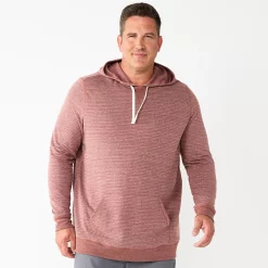 Men's Big & Tall Sonoma Goods For Life® Double Knit Hoodie -Hot Sale Adult Shop 5646806 Red Stripe