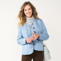 Petite Croft & Barrow® Quilted Jacket -Hot Sale Adult Shop 5651175 Blue