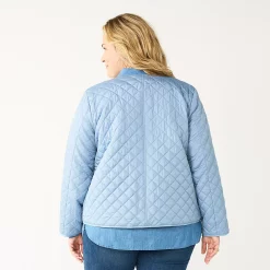 Plus Size Croft & Barrow® Quilted Snap-Front Jacket -Hot Sale Adult Shop 5651201 ALT