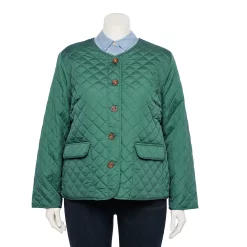 Plus Size Croft & Barrow® Quilted Snap-Front Jacket -Hot Sale Adult Shop 5651201 Green