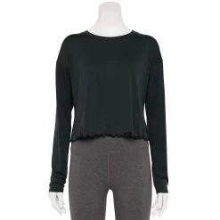 Women's Tek Gear® Lettuce-Edge Cross-Back Top 10 Women's Tek Gear® Lettuce-Edge Cross-Back Top -Hot Sale Adult Shop 5653063 Black