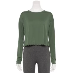 Women's Tek Gear® Lettuce-Edge Cross-Back Top 13 Women's Tek Gear® Lettuce-Edge Cross-Back Top -Hot Sale Adult Shop 5653063 Esta Olive