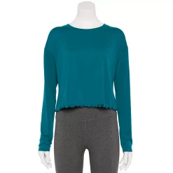 Women's Tek Gear® Lettuce-Edge Cross-Back Top 12 Women's Tek Gear® Lettuce-Edge Cross-Back Top -Hot Sale Adult Shop 5653063 Night Life Teal