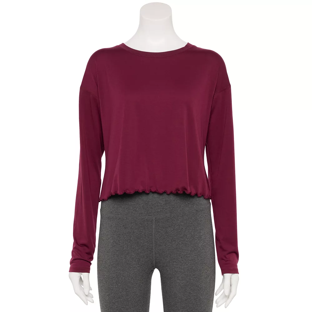 Women's Tek Gear® Lettuce-Edge Cross-Back Top 1 Women's Tek Gear® Lettuce-Edge Cross-Back Top