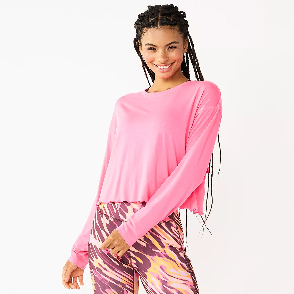 Women's Tek Gear® Lettuce-Edge Cross-Back Top 2 Women's Tek Gear® Lettuce-Edge Cross-Back Top - Image 2