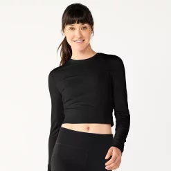 Women's Tek Gear® Ruffle Cutout Crop Tee -Hot Sale Adult Shop 5653472 Black