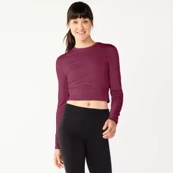 Women's Tek Gear® Ruffle Cutout Crop Tee -Hot Sale Adult Shop 5653472 Night Sangria