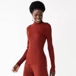 Women's Nine West Long Sleeve Mockneck Sweater -Hot Sale Adult Shop 5653486 Cherry Merlot