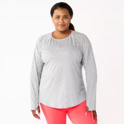 Plus Size Tek Gear® Soft Touch Long-Sleeve Tee -Hot Sale Adult Shop 5653782 Silver Leopard