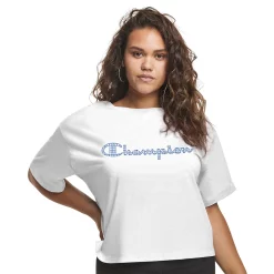 Plus Size Champion® Cropped Graphic Tee -Hot Sale Adult Shop 5656130 White Batik