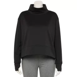 Plus Size Tek Gear® Run Mockneck Long Sleeve Top -Hot Sale Adult Shop 5656848 Black