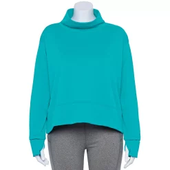 Plus Size Tek Gear® Run Mockneck Long Sleeve Top -Hot Sale Adult Shop 5656848 Tremendous Teal