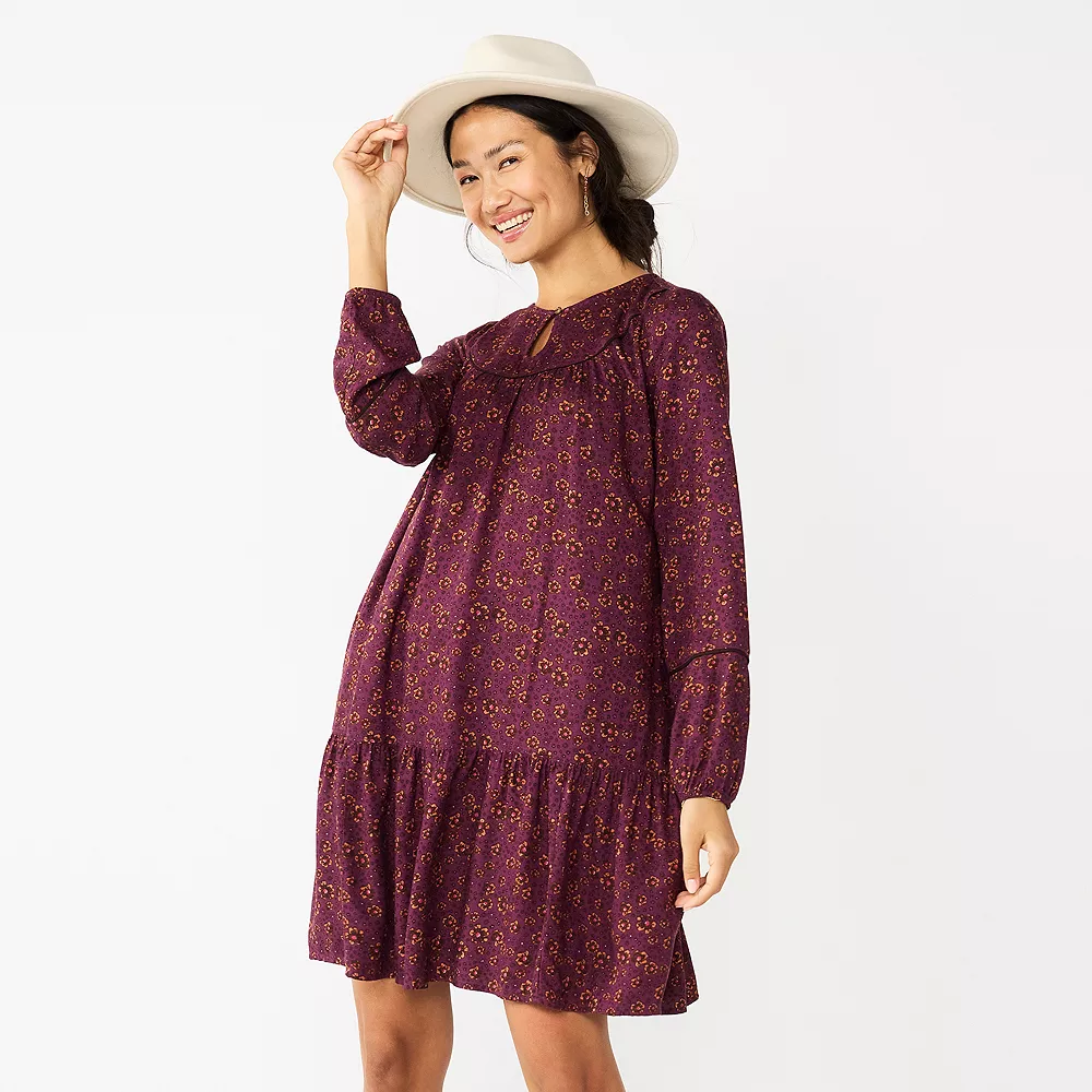 Women's Sonoma Goods For Life® Printed Long Sleeve Dress 1 Women's Sonoma Goods For Life® Printed Long Sleeve Dress