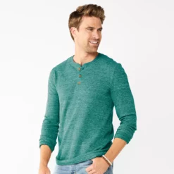 Men's Sonoma Goods For Life® Thermal Henley Top -Hot Sale Adult Shop 5659148 Green