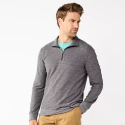 Men's Sonoma Goods For Life® Double-Knit Quarter-Zip Top -Hot Sale Adult Shop 5659169 Charcoal