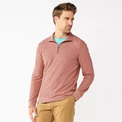 Men's Sonoma Goods For Life® Double-Knit Quarter-Zip Top -Hot Sale Adult Shop 5659169 Chili