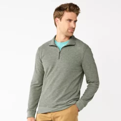 Men's Sonoma Goods For Life® Double-Knit Quarter-Zip Top -Hot Sale Adult Shop 5659169 Green