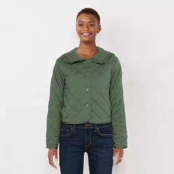 Women's LC Lauren Conrad Ruffle Quilted Jacket -Hot Sale Adult Shop 5659329 Manolo Olive