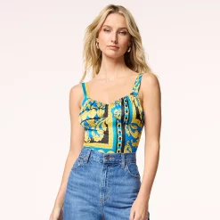 Women's INTEMPO Ruched Bustier Bodysuit -Hot Sale Adult Shop 5660908 Blue Print