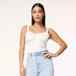 Women's INTEMPO Ruched Bustier Bodysuit -Hot Sale Adult Shop 5660908 Ivory