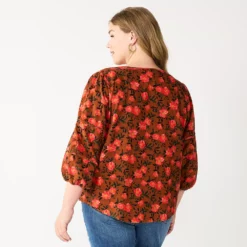 Plus Size Sonoma Goods For Life® Notchneck Long Sleeve Top -Hot Sale Adult Shop 5661416 ALT
