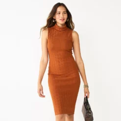 Women's Nine West Turtleneck Bodycon Dress -Hot Sale Adult Shop 5662329 Baked Nutmeg