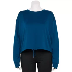 Plus Size Tek Gear® Stretch Fleece Cinched-Waist Top -Hot Sale Adult Shop 5663621 Blue Crayon