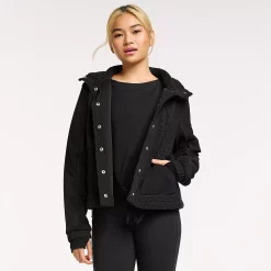 Women's FLX Boucle Mixed-Media Jacket -Hot Sale Adult Shop 5665622 Mineral Black