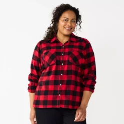 Plus Size Croft & Barrow® The Extra Soft Plaid Flannel Shirt -Hot Sale Adult Shop 5666375 Red Buffalo Plaid