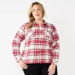 Plus Size Croft & Barrow® The Extra Soft Plaid Flannel Shirt -Hot Sale Adult Shop 5666375 Red Plaid