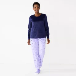 Petite Croft & Barrow® Long Sleeve Pajama Top & Pajama Pants Sleep Set
