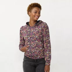 Women's LC Lauren Conrad Pleated French Terry Hoodie -Hot Sale Adult Shop 5666779 Floral Ditzy