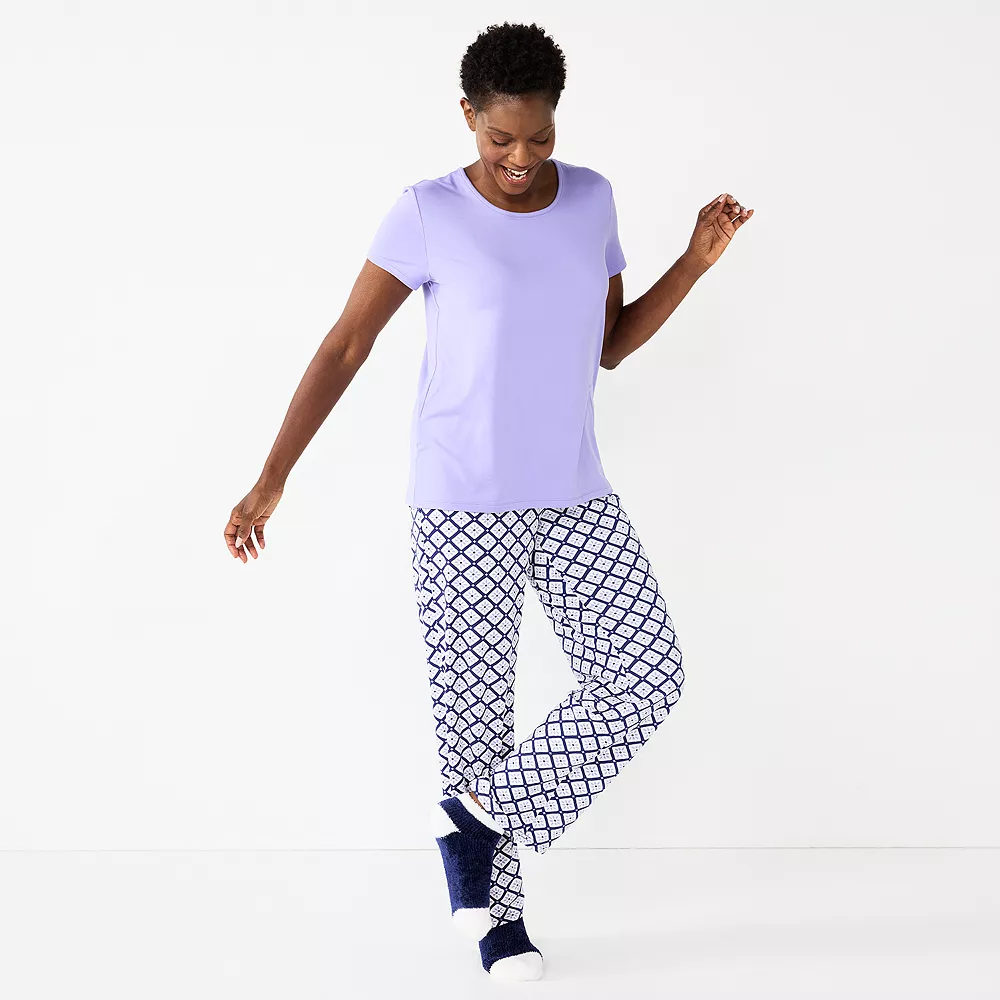 Petite Croft & Barrow® Short Sleeve Pajama Top & Pajama Pants Sleep Set 6 Petite Croft & Barrow® Short Sleeve Pajama Top & Pajama Pants Sleep Set - Image 6