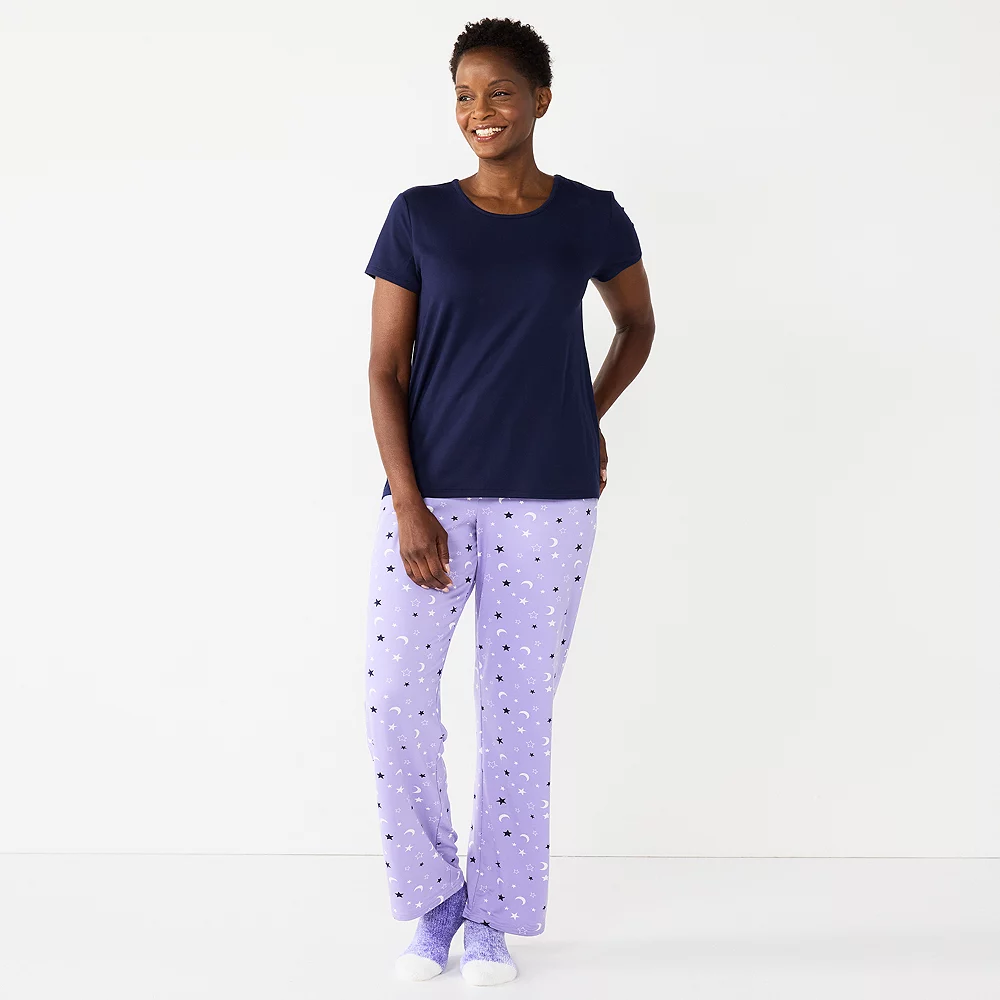 Petite Croft & Barrow® Short Sleeve Pajama Top & Pajama Pants Sleep Set 4 Petite Croft & Barrow® Short Sleeve Pajama Top & Pajama Pants Sleep Set - Image 4