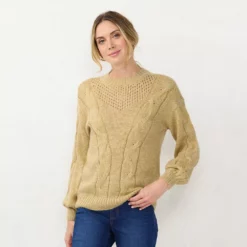 Women's LC Lauren Conrad Cable-Knit Texture Sweater -Hot Sale Adult Shop 5666813 Light Harvest Heather