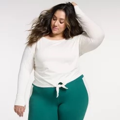 Plus Size FLX Knot-Front Top -Hot Sale Adult Shop 5667042 Ivory Silk