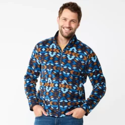 Men's Sonoma Goods For Life® Polar-Fleece Full-Zip Jacket -Hot Sale Adult Shop 5667569 Blue Multi