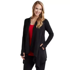 Women's Cuddl Duds® Fleecewear with Stretch Long Sleeve Hooded Wrap -Hot Sale Adult Shop 5668398 Black