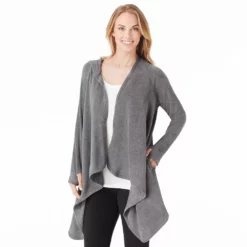 Women's Cuddl Duds® Fleecewear with Stretch Long Sleeve Hooded Wrap -Hot Sale Adult Shop 5668398 Charcoal Heather