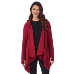 Women's Cuddl Duds® Fleecewear with Stretch Long Sleeve Hooded Wrap -Hot Sale Adult Shop 5668398 Rhubarb
