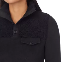 Women's Cuddl Duds® Fleecewear with Stretch Mock Henley Long Sleeve Top with Sherpa -Hot Sale Adult Shop 5668410 ALT4