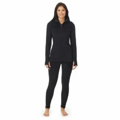 Women's Cuddl Duds® Fleecewear with Stretch Mock Henley Long Sleeve Top with Sherpa -Hot Sale Adult Shop 5668410 ALT6